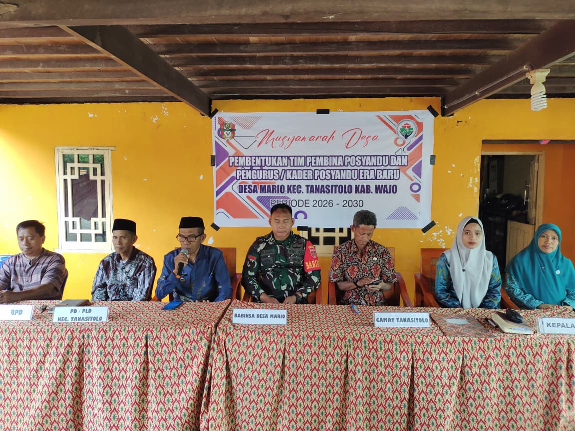 Pemdes Mario Gelar Musyawarah Desa Pembentukan Pembina dan Kader Posyandu Era Baru Periode 2026–2030